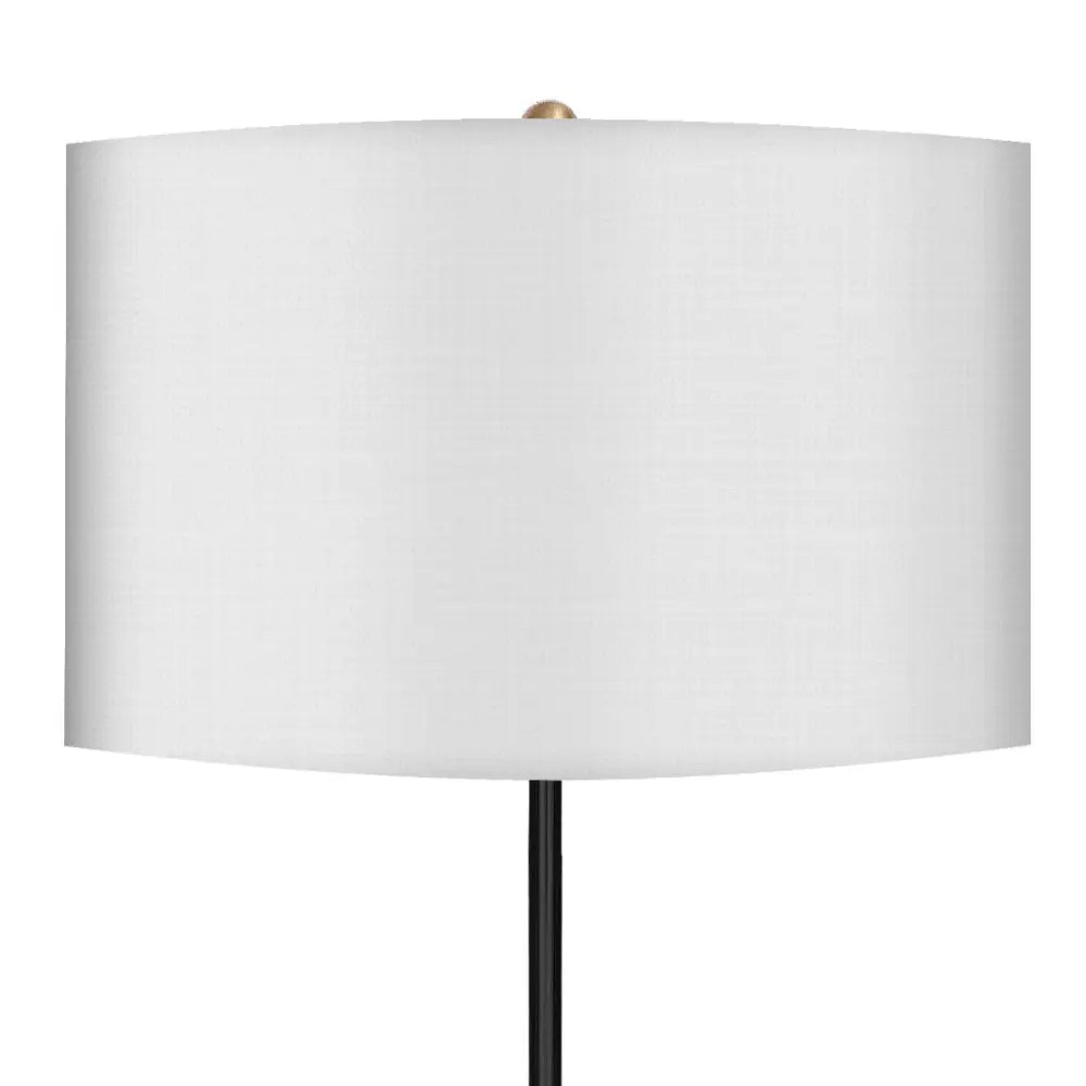 Sarantino Metal Floor Lamp Brushed Brass Finish with White Shade - Home & Garden > Lighting