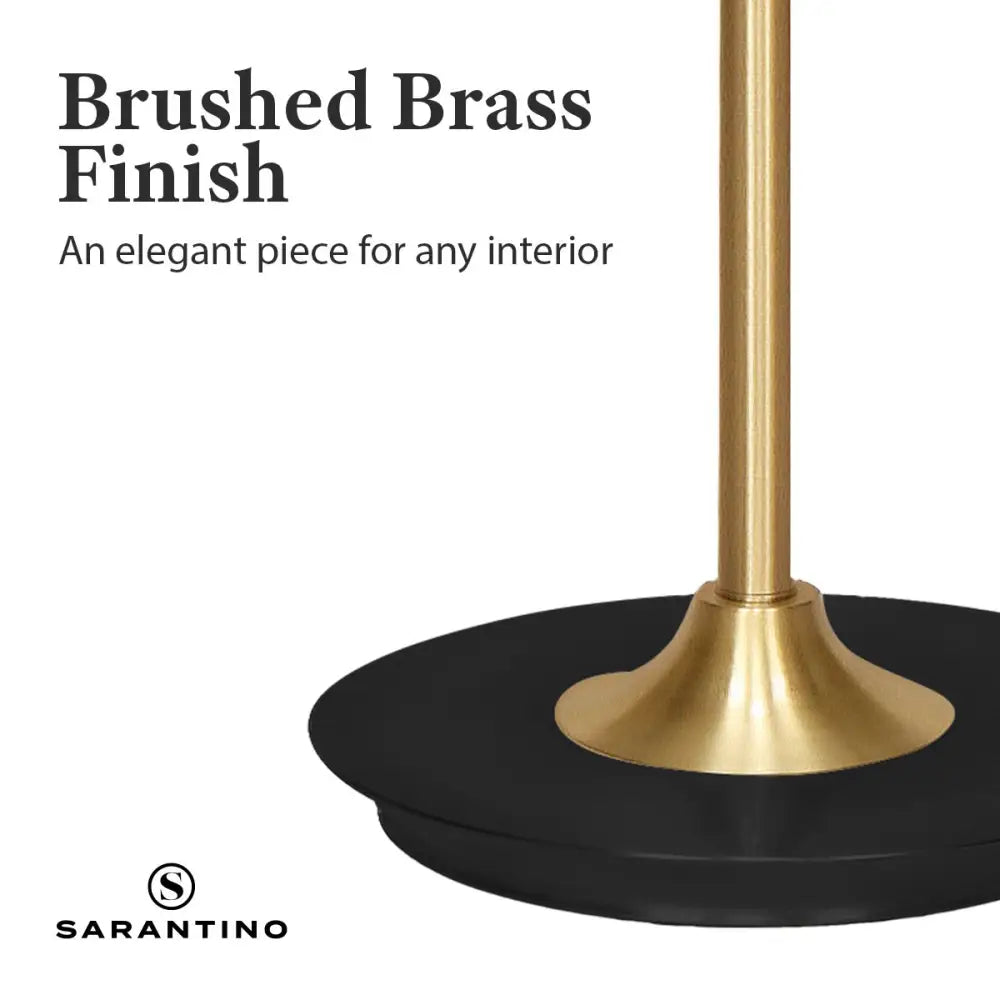 Sarantino Metal Floor Lamp Brushed Brass Finish with White Shade - Home & Garden > Lighting