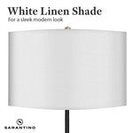 Sarantino Metal Floor Lamp Brushed Brass Finish with White Shade - Home & Garden > Lighting