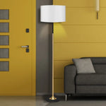Sarantino Metal Floor Lamp Brushed Brass Finish with White Shade - Home & Garden > Lighting