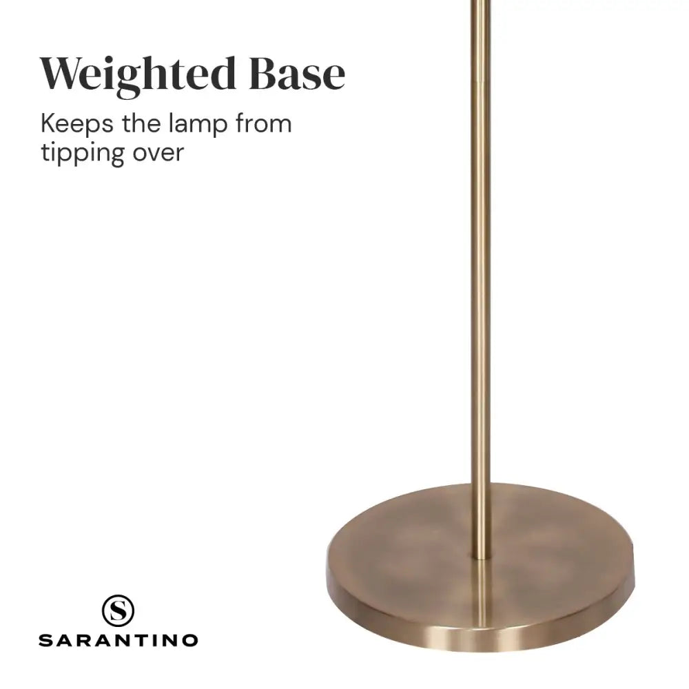 Sarantino Metal Floor Lamp in Antique Brass Finish with Cream Linen Fabric Shade - Home & Garden > Lighting