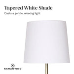 Sarantino Metal Floor Lamp in Antique Brass Finish with Cream Linen Fabric Shade - Home & Garden > Lighting
