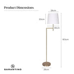 Sarantino Metal Floor Lamp in Antique Brass Finish with Cream Linen Fabric Shade - Home & Garden > Lighting