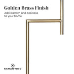 Sarantino Metal Floor Lamp in Antique Brass Finish with Cream Linen Fabric Shade - Home & Garden > Lighting