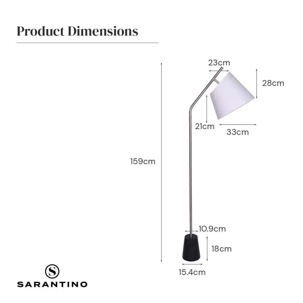 Sarantino Metal Floor Lamp Nickel Finish with Black Marble Base - Home & Garden > Lighting