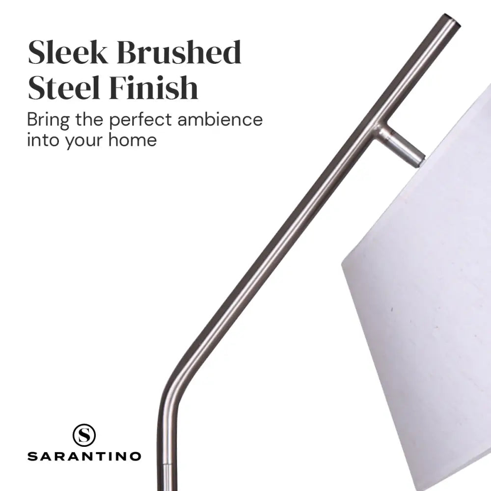 Sarantino Metal Floor Lamp Nickel Finish with Black Marble Base - Home & Garden > Lighting