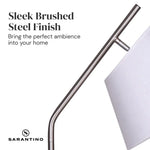 Sarantino Metal Floor Lamp Nickel Finish with Black Marble Base - Home & Garden > Lighting