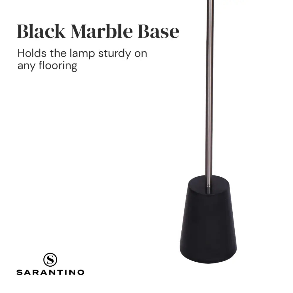 Sarantino Metal Floor Lamp Nickel Finish with Black Marble Base - Home & Garden > Lighting