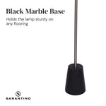 Sarantino Metal Floor Lamp Nickel Finish with Black Marble Base - Home & Garden > Lighting