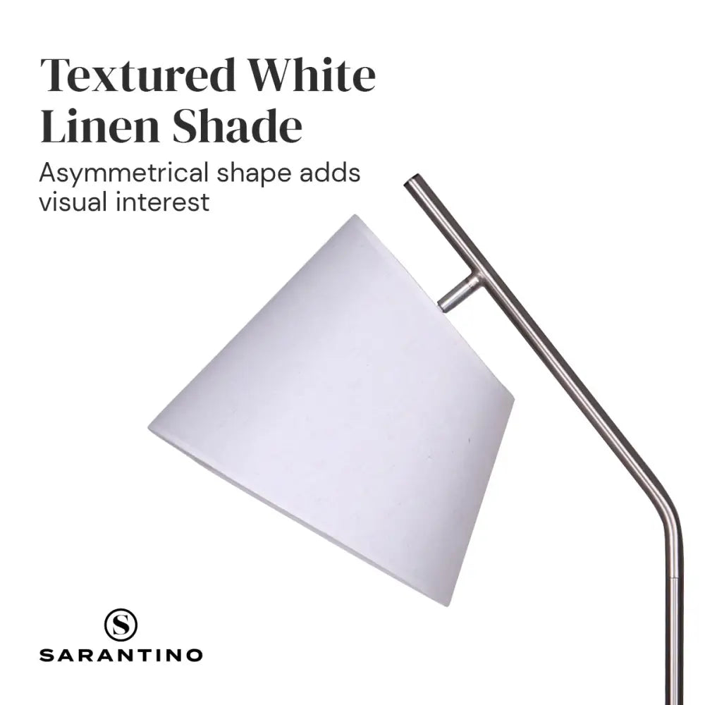 Sarantino Metal Floor Lamp Nickel Finish with Black Marble Base - Home & Garden > Lighting