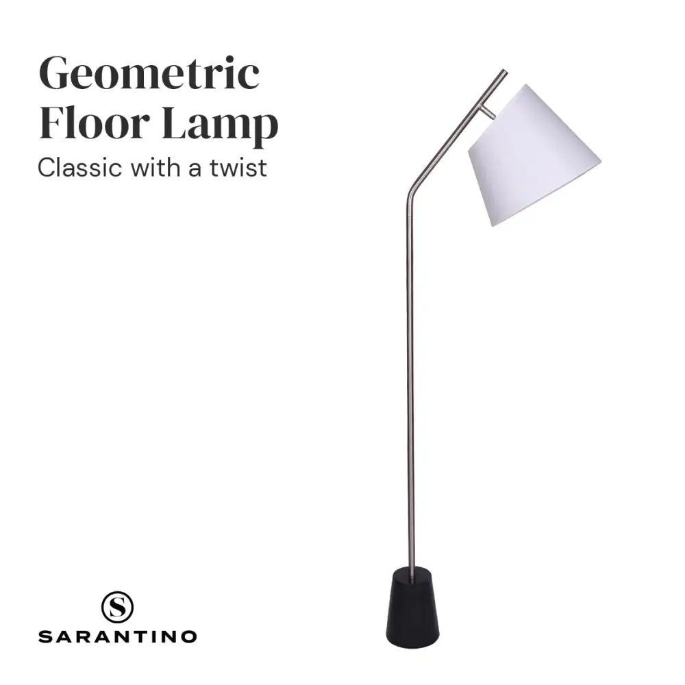 Sarantino Metal Floor Lamp Nickel Finish with Black Marble Base - Home & Garden > Lighting