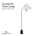 Sarantino Metal Floor Lamp Nickel Finish with Black Marble Base - Home & Garden > Lighting