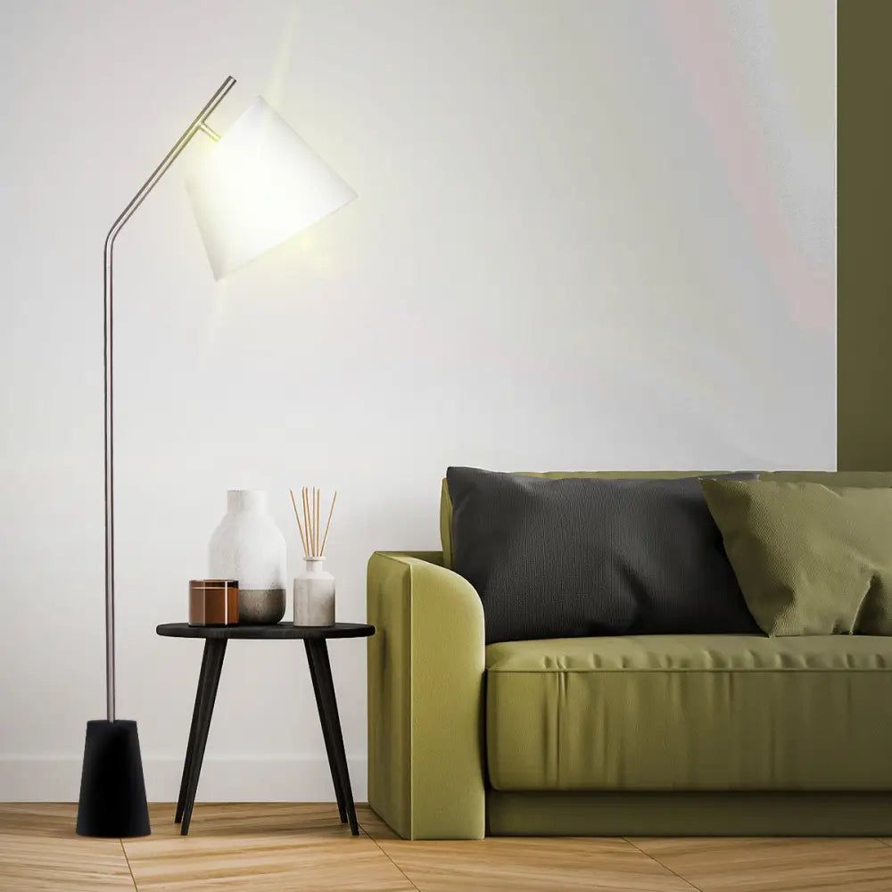 Sarantino Metal Floor Lamp Nickel Finish with Black Marble Base - Home & Garden > Lighting