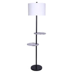 Sarantino Metal Floor Lamp Shade Black Post in Marble Finish Shelves - Home & Garden > Lighting