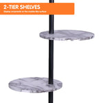 Sarantino Metal Floor Lamp Shade Black Post in Marble Finish Shelves - Home & Garden > Lighting