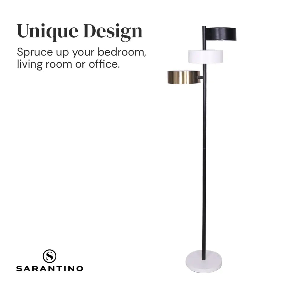 Sarantino Metal Floor Lamp with 3 Swirl Shades - Home & Garden > Lighting