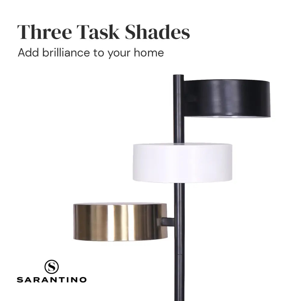 Sarantino Metal Floor Lamp with 3 Swirl Shades - Home & Garden > Lighting