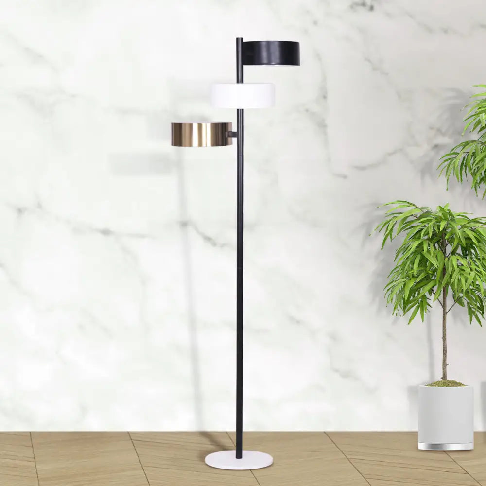 Sarantino Metal Floor Lamp with 3 Swirl Shades - Home & Garden > Lighting