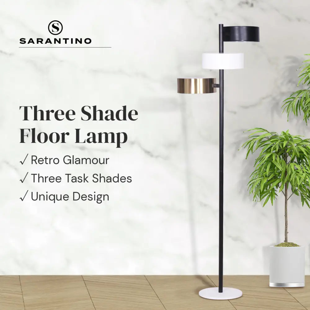 Sarantino Metal Floor Lamp with 3 Swirl Shades - Home & Garden > Lighting