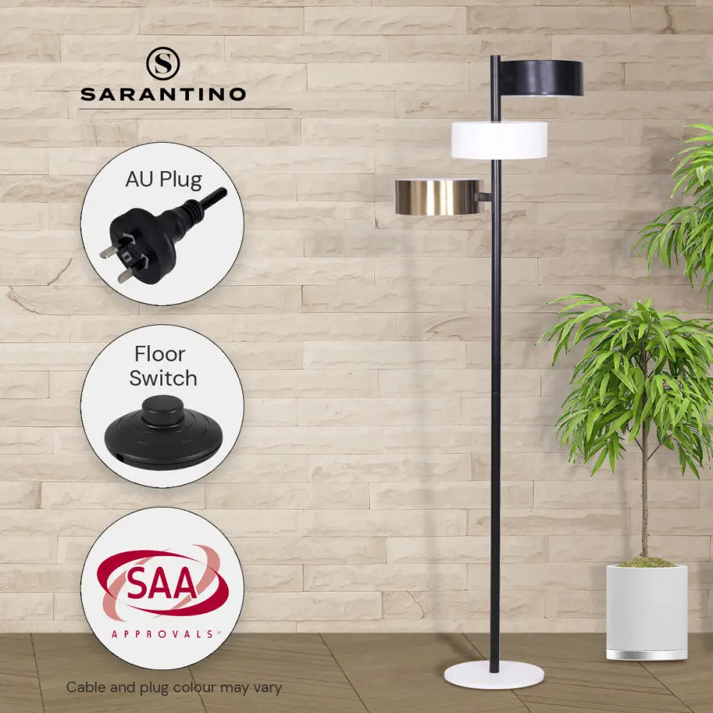 Sarantino Metal Floor Lamp with 3 Swirl Shades - Home & Garden > Lighting