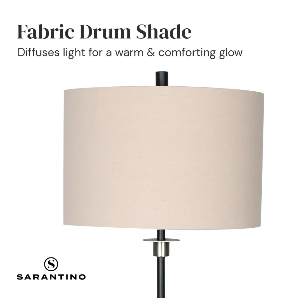 Sarantino Metal Floor Lamp with Cream Drum Shade - Home & Garden > Lighting