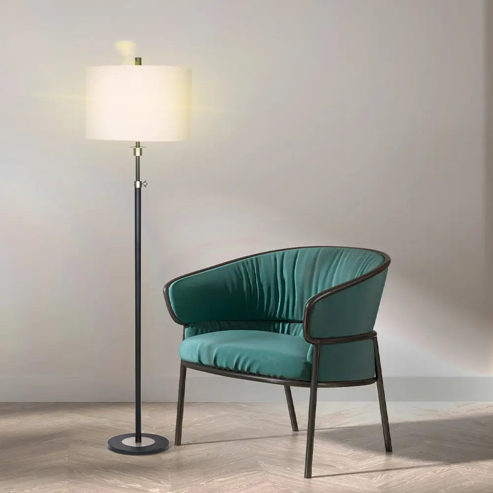 Sarantino Metal Floor Lamp with Cream Drum Shade - Home & Garden > Lighting