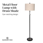 Sarantino Metal Floor Lamp with Cream Drum Shade - Home & Garden > Lighting