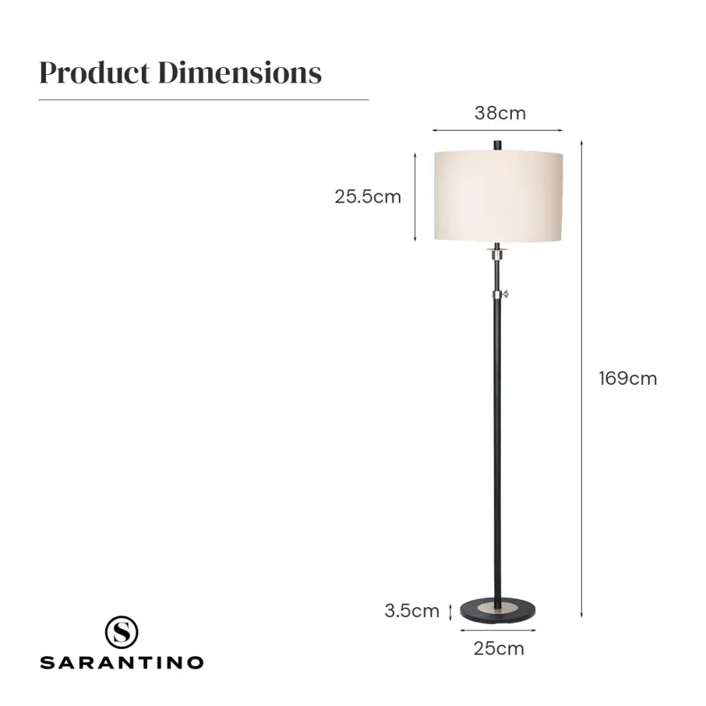 Sarantino Metal Floor Lamp with Cream Drum Shade - Home & Garden > Lighting