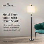 Sarantino Metal Floor Lamp with Cream Drum Shade - Home & Garden > Lighting