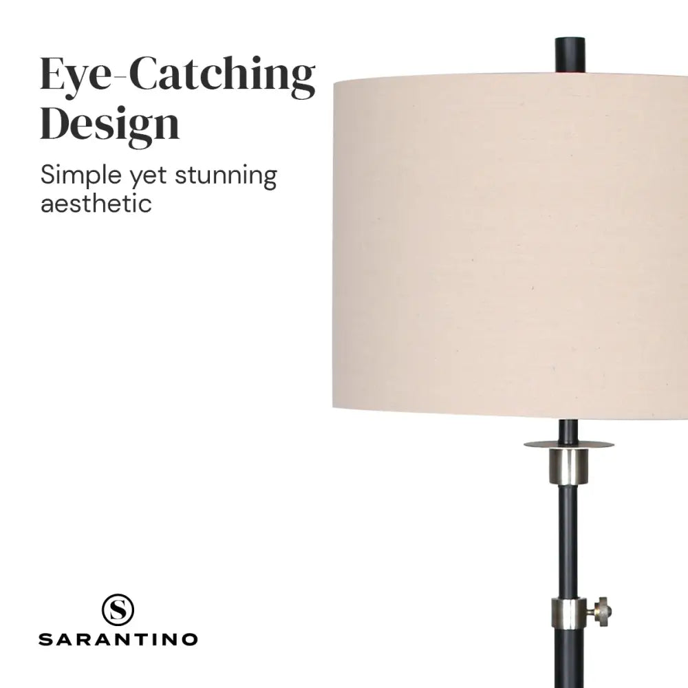 Sarantino Metal Floor Lamp with Cream Drum Shade - Home & Garden > Lighting
