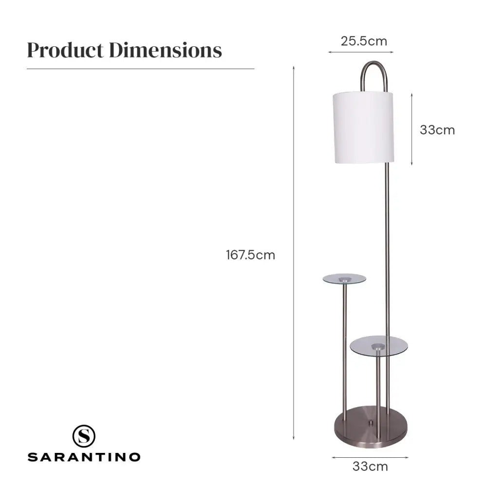 Sarantino Metal Floor Lamp with Glass Shelves - Home & Garden > Lighting