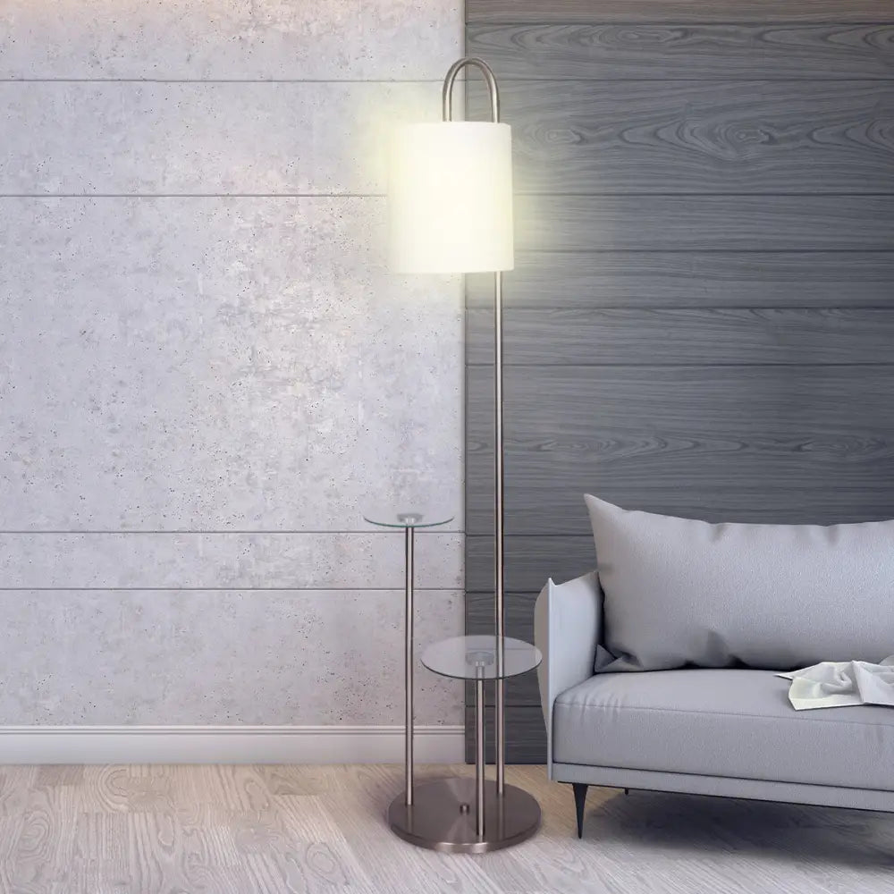 Sarantino Metal Floor Lamp with Glass Shelves - Home & Garden > Lighting