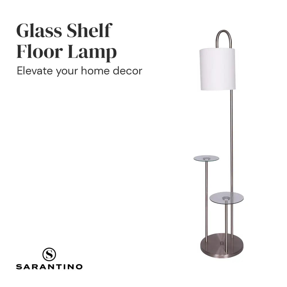 Sarantino Metal Floor Lamp with Glass Shelves - Home & Garden > Lighting