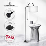 Sarantino Metal Floor Lamp with Marble Base & Off-White Shade - Home & Garden > Lighting
