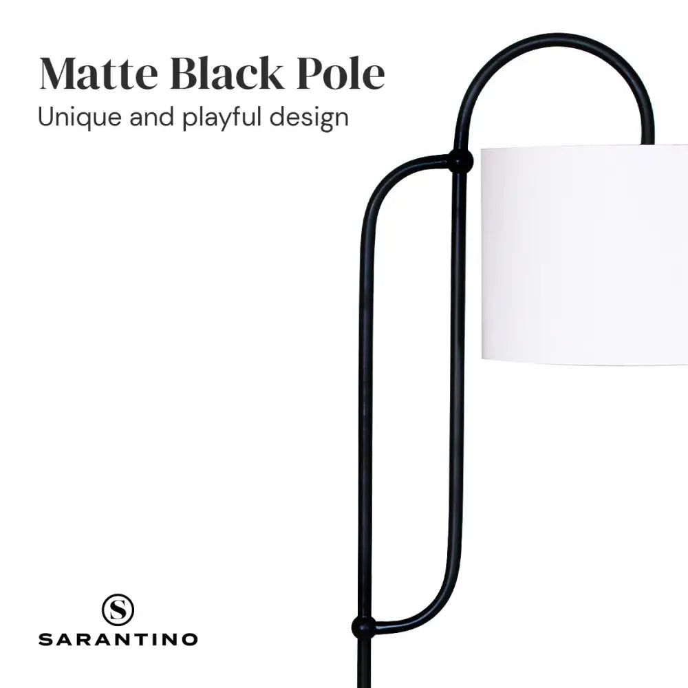 Sarantino Metal Floor Lamp with Marble Base & Off-White Shade - Home & Garden > Lighting