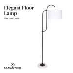 Sarantino Metal Floor Lamp with Marble Base & Off-White Shade - Home & Garden > Lighting
