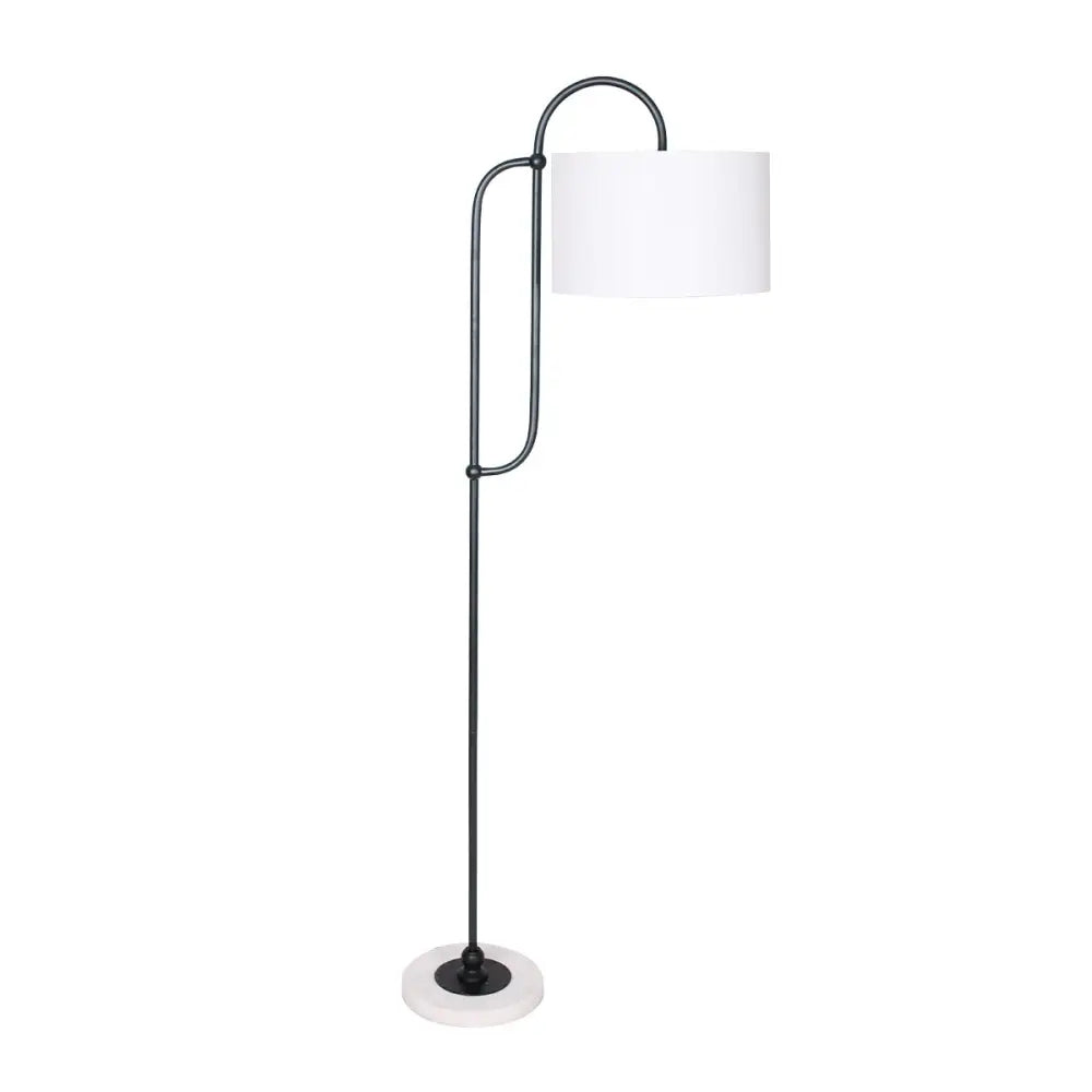 Sarantino Metal Floor Lamp with Marble Base & Off-White Shade - Home & Garden > Lighting