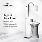 Sarantino Metal Floor Lamp with Marble Base & Off-White Shade - Home & Garden > Lighting