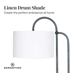 Sarantino Metal Floor Lamp with Marble Base & Off-White Shade - Home & Garden > Lighting