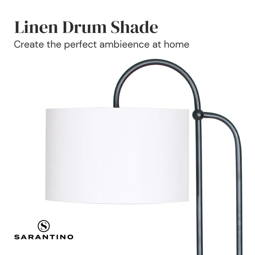 Sarantino Metal Floor Lamp with Marble Base & Off-White Shade - Home & Garden > Lighting