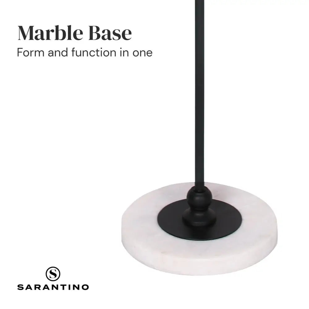 Sarantino Metal Floor Lamp with Marble Base & Off-White Shade - Home & Garden > Lighting