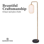 Sarantino Metal Floor Lamp With Opal Glass Shade - Home & Garden > Lighting