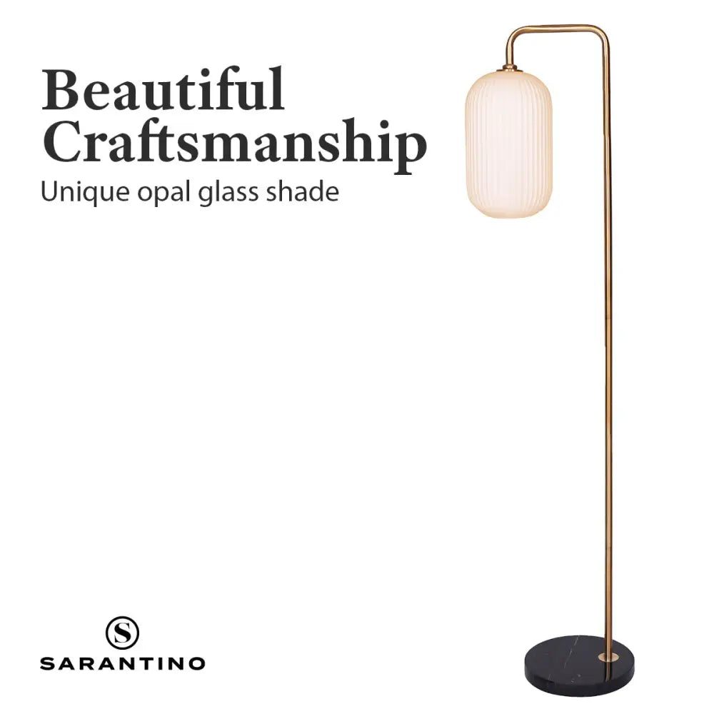 Sarantino Metal Floor Lamp With Opal Glass Shade - Home & Garden > Lighting