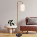 Sarantino Metal Floor Lamp With Opal Glass Shade - Home & Garden > Lighting