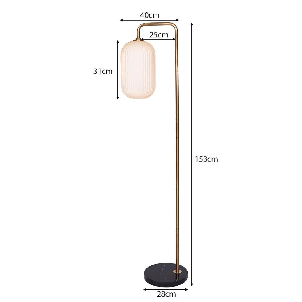 Sarantino Metal Floor Lamp With Opal Glass Shade - Home & Garden > Lighting