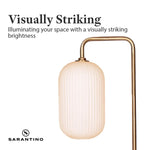 Sarantino Metal Floor Lamp With Opal Glass Shade - Home & Garden > Lighting