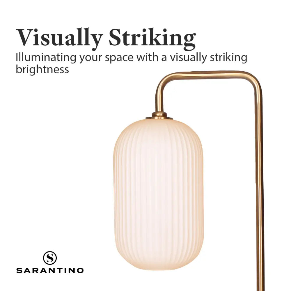 Sarantino Metal Floor Lamp With Opal Glass Shade - Home & Garden > Lighting
