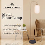 Sarantino Metal Floor Lamp With Opal Glass Shade - Home & Garden > Lighting