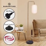 Sarantino Metal Floor Lamp With Opal Glass Shade - Home & Garden > Lighting