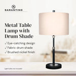 Sarantino Metal Table Lamp with Linen Drum Shade - Home & Garden > Lighting